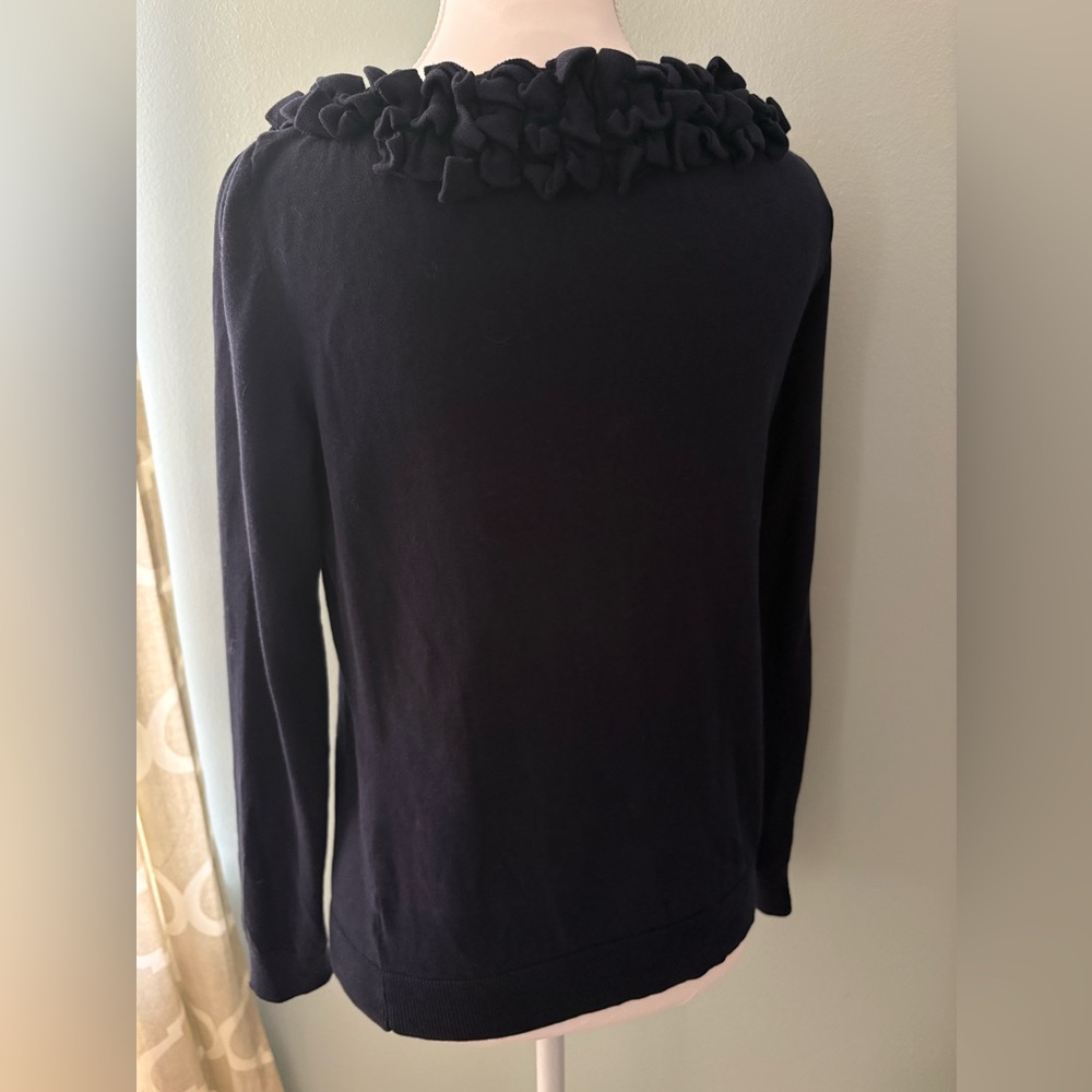Navy Ruffled Neck Sweater - Picture 2 of 2